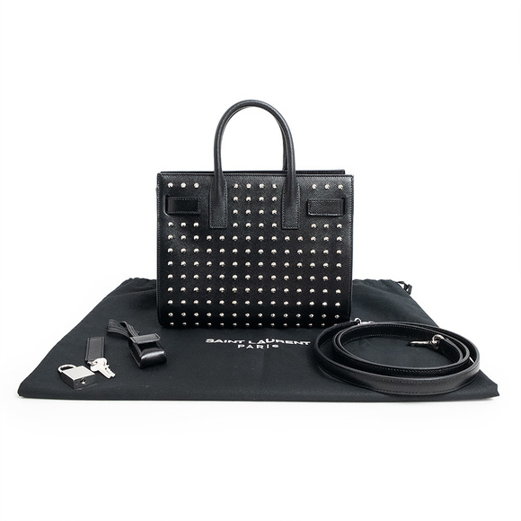 SAINT LAURENT PARIS Nano Studs 2WAY Shoulder Handbag Black - Picture 2 of 10